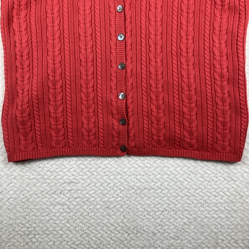 Vtg Talbots Pink Cable Knit Sweater Cardigan Button Up Women's Size M - Picture 5 of 13